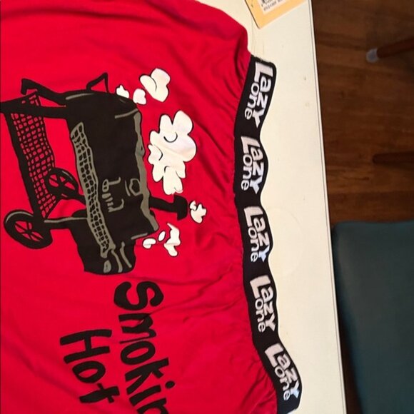 Lazy One Red Pajama Shorts with Black Trim - Picture 3 of 4